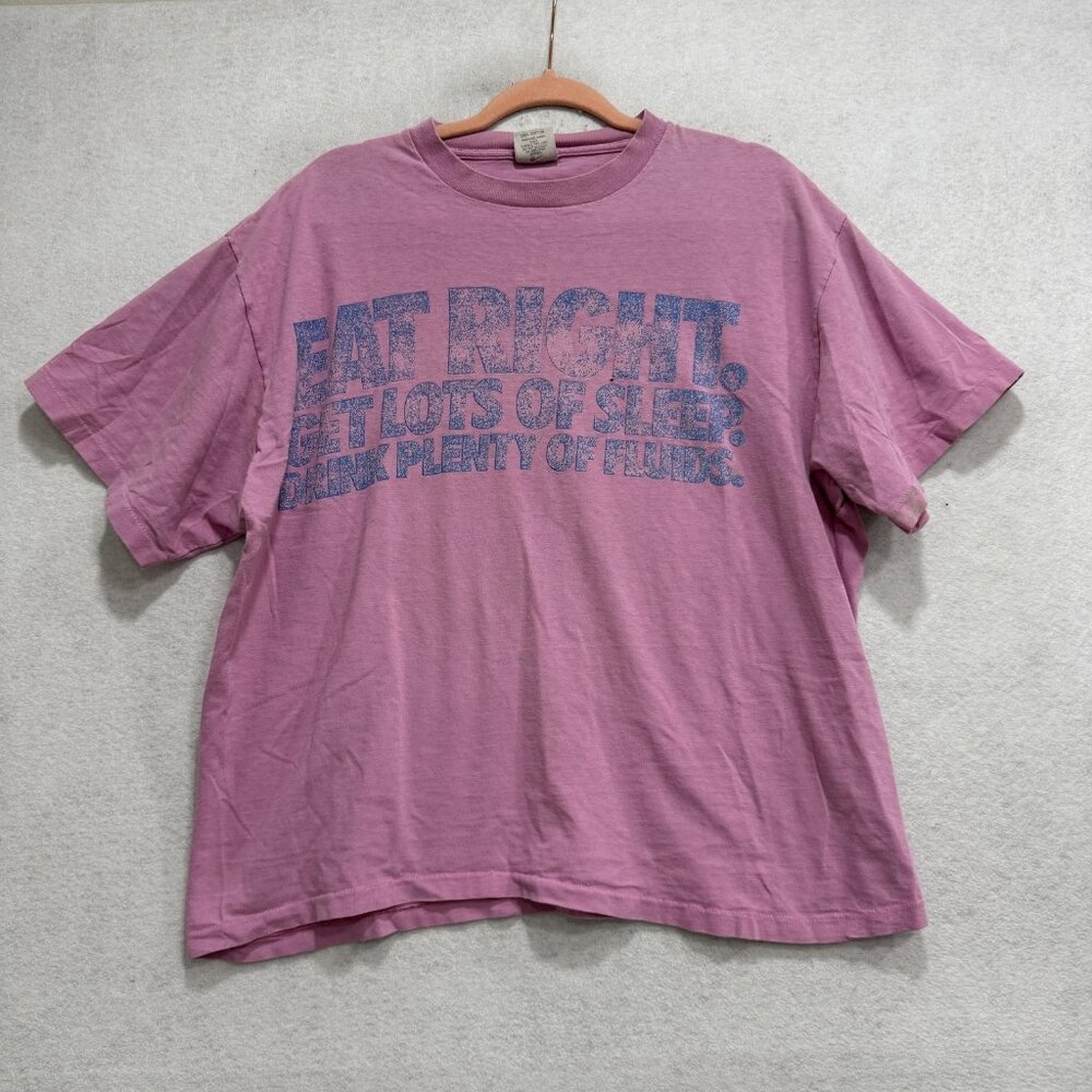 Vintage Nike Shirt Mens Large Pink Eat Right Go Like Hell Graphic Tee 90s USA